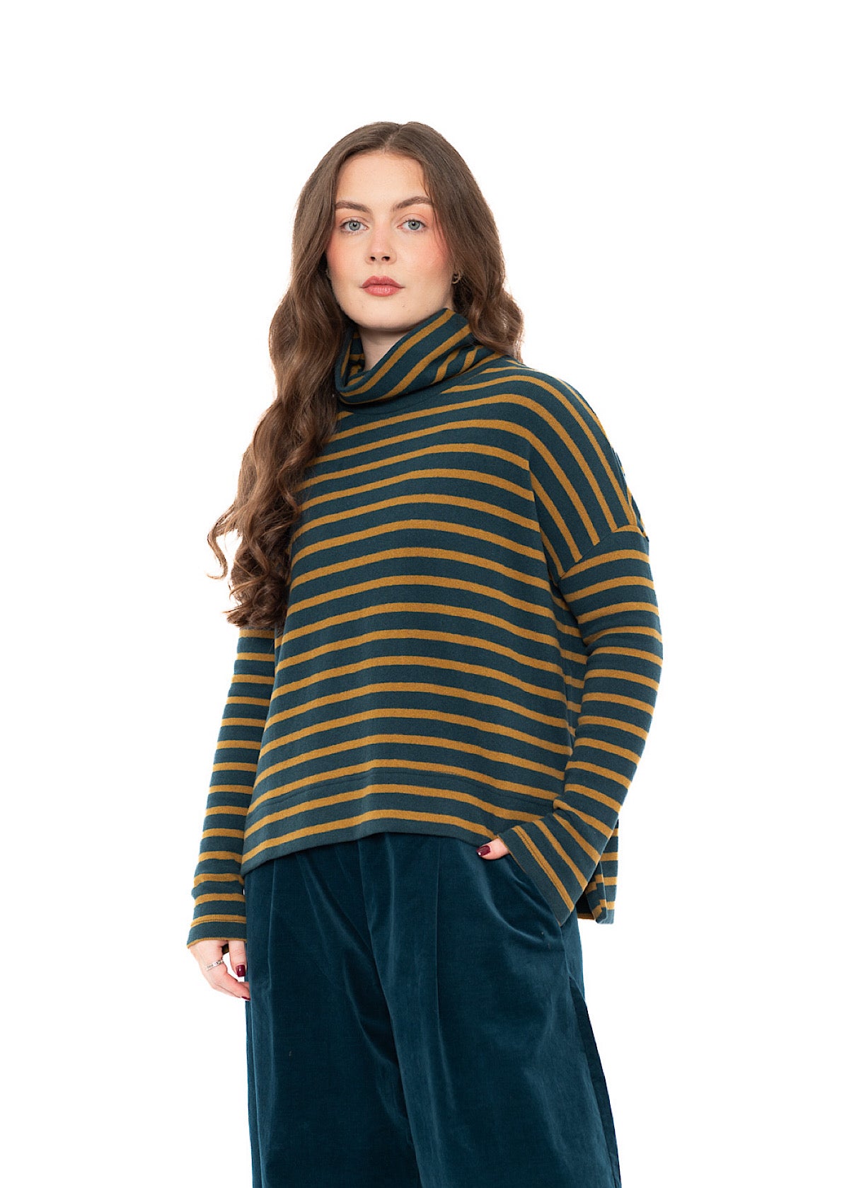 STRIPED COTTON-FLEECE MOYET PULLOVER