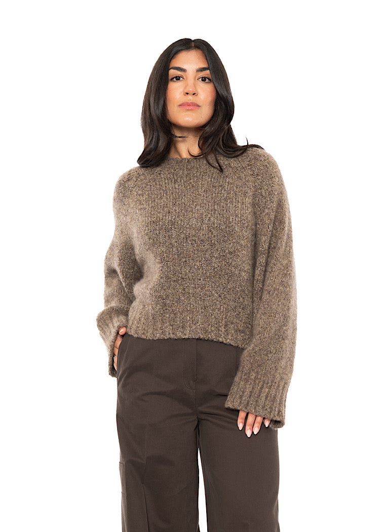 CASHMERE SILK CROPPED LENGTH PULLOVER