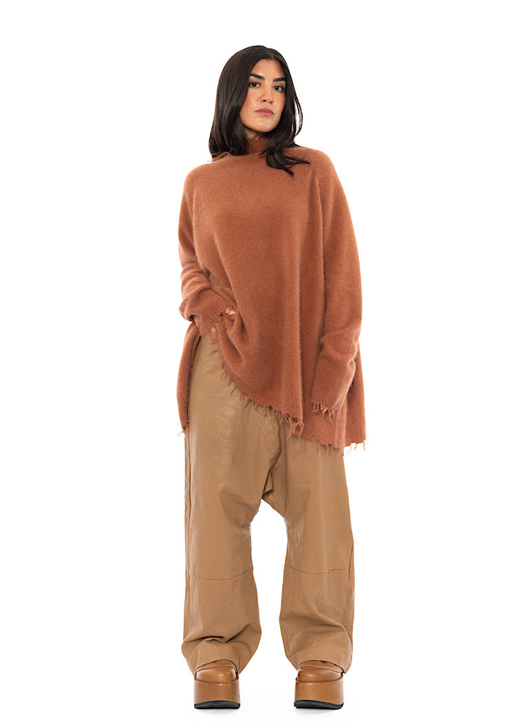 OVERSIZED FOX WOOL SILK KNITTED TUNIC