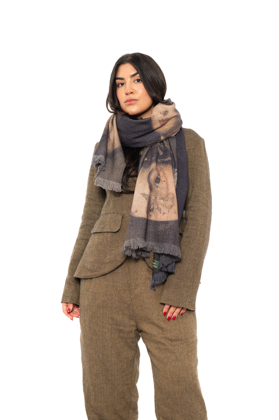 PORTRAIT PRINTED WOOL SCARF