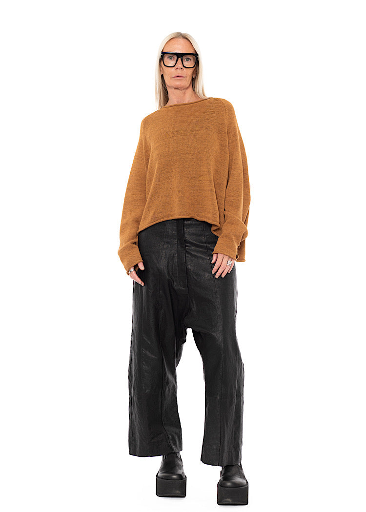 LINEN-BLEND KNITTED PULLOVER
