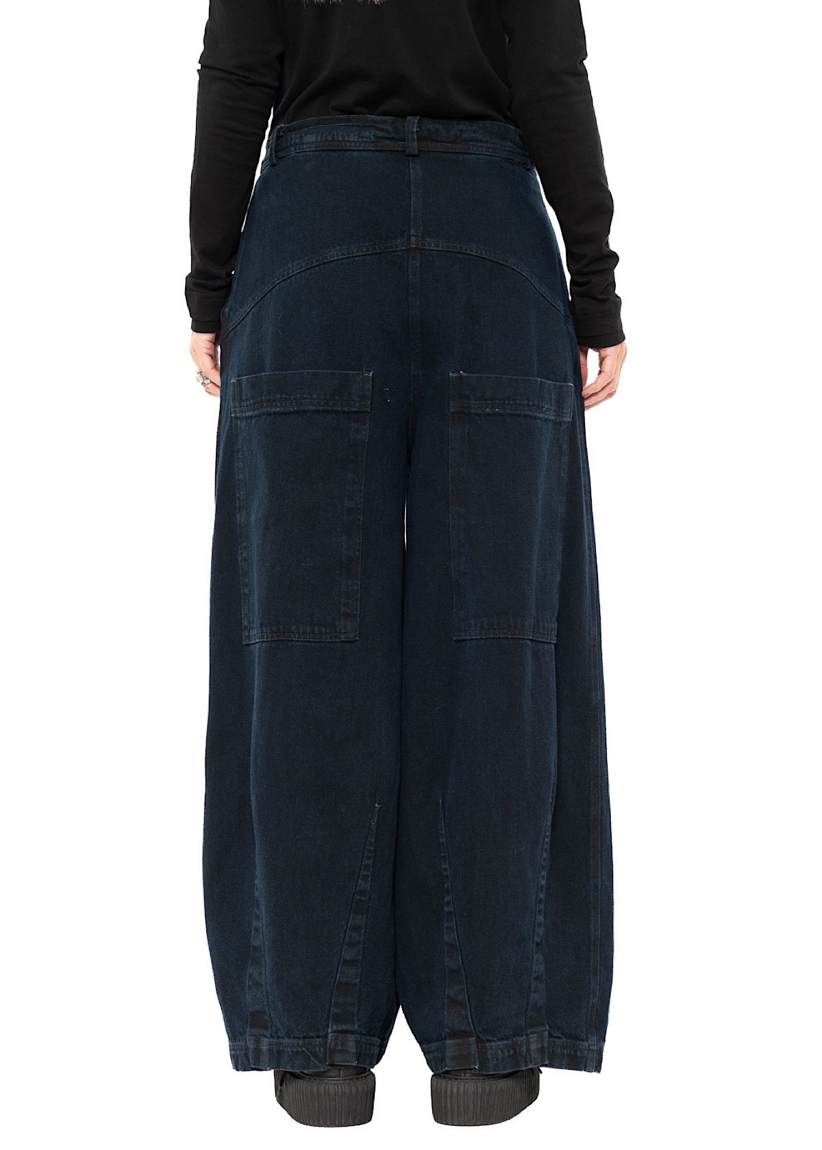 GARMENT-DYED DENIM WIDE LEG TROUSER