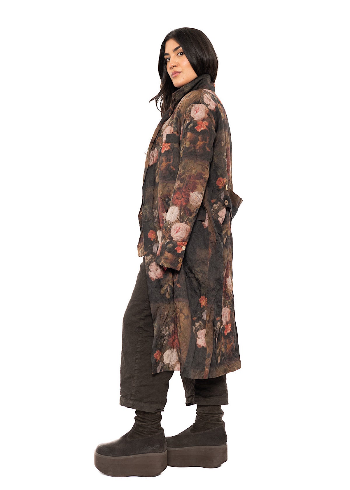 FLORAL PRINT OVERSIZED COAT