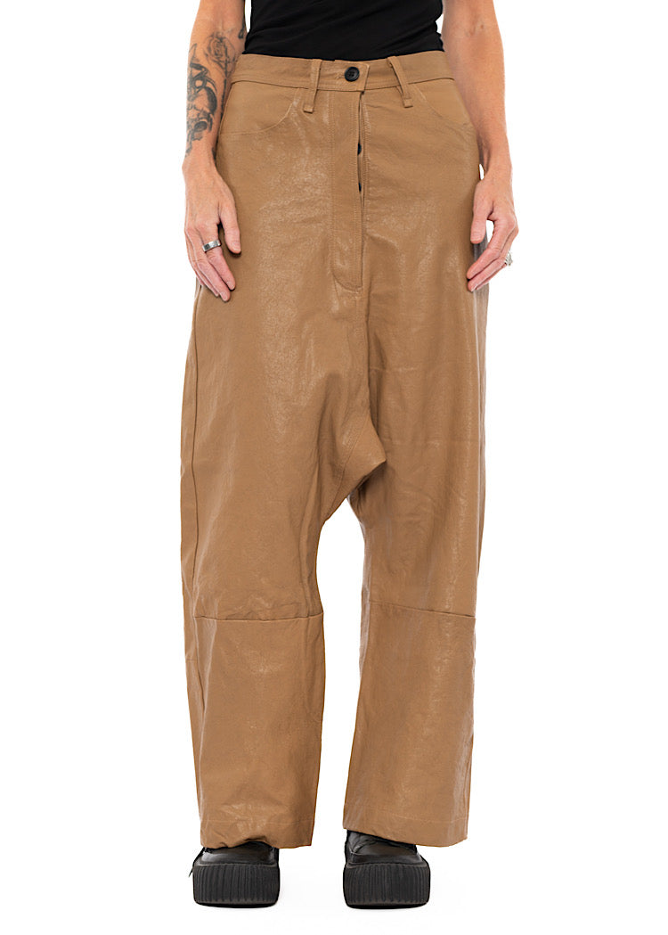 LEATHER DROP-CROTCH TROUSER