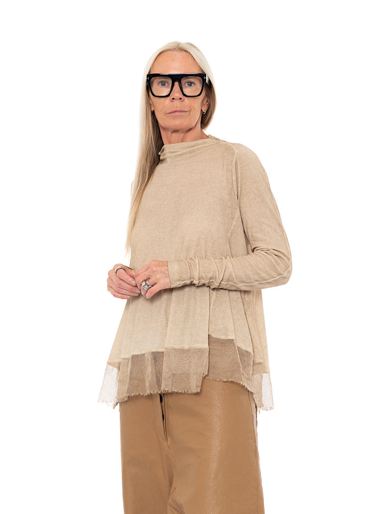 RELAXED NETTED HEM T-SHIRT