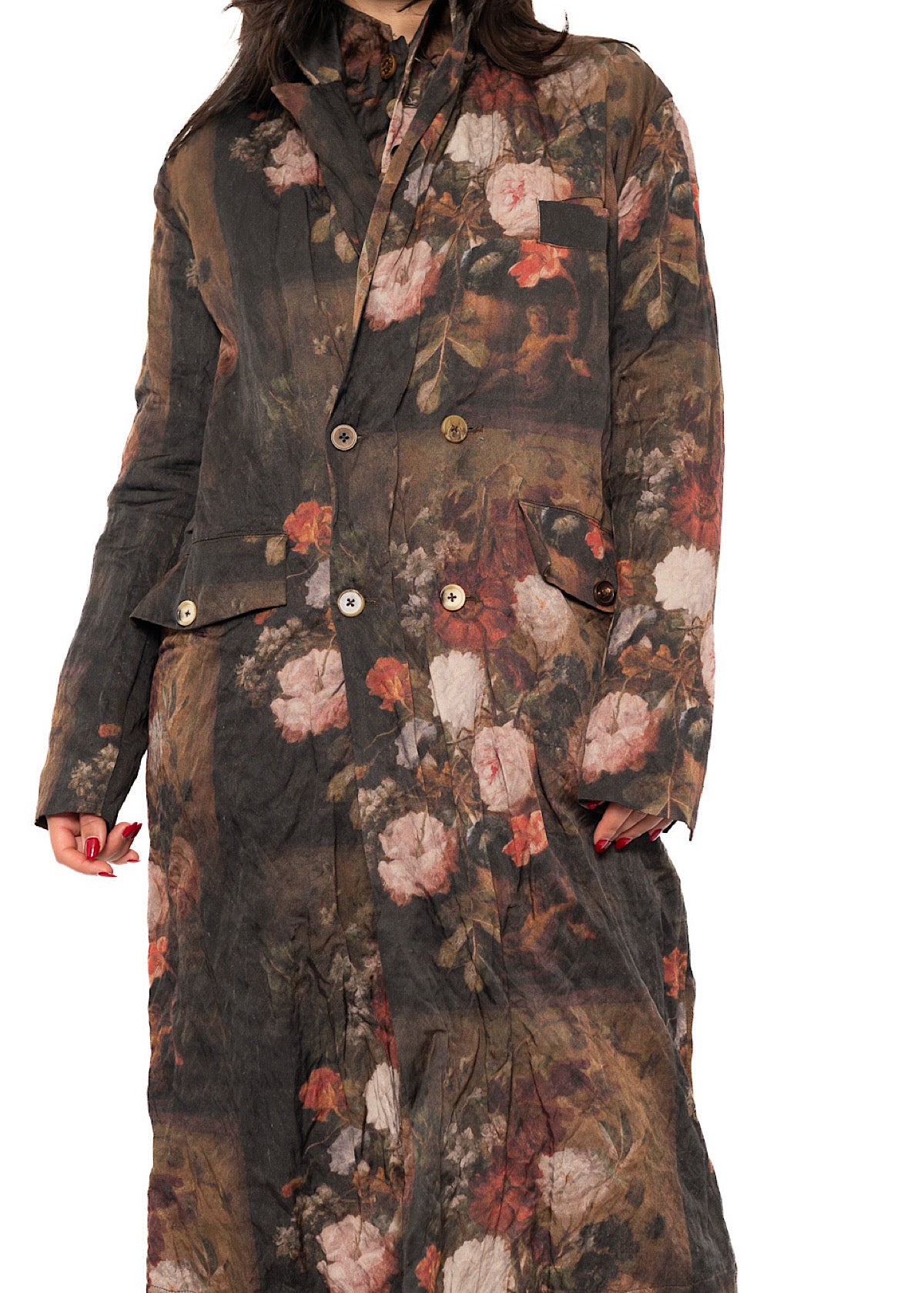 FLORAL PRINT OVERSIZED COAT