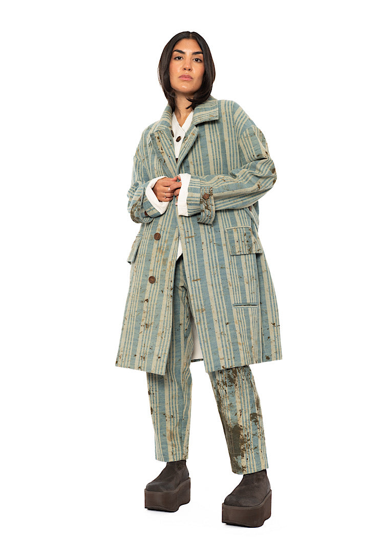 OVERSIZED STRIPED COTTON COAT