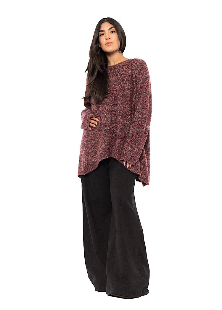 MÉLANGE KNIT ASYMMETRIC PULLOVER