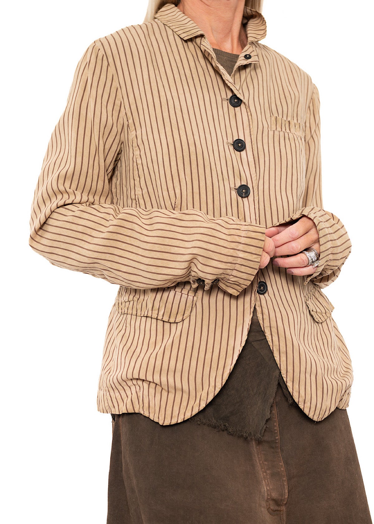 GARMENT-DYED SILK STRIPE JACKET