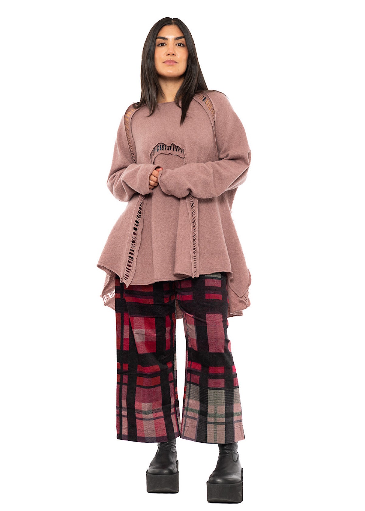 BOILED WOOL LADDER STITCH TUNIC