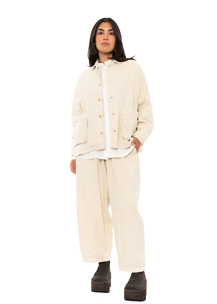 BRUSHED COTTON-LINEN BALLOON TROUSER