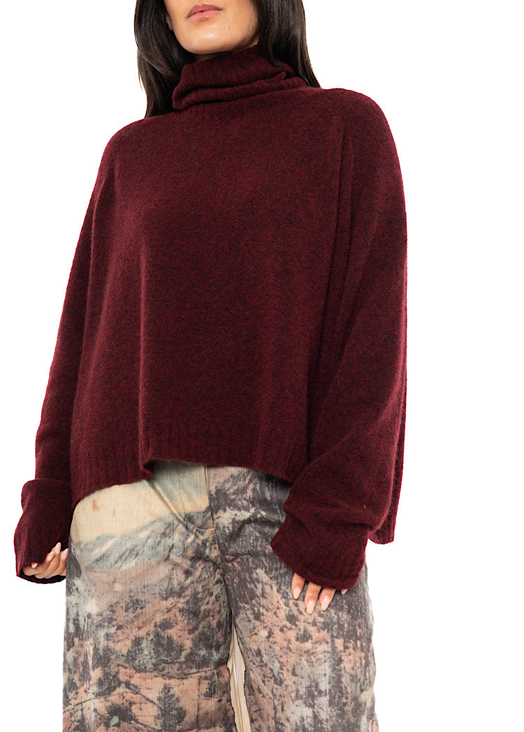 BRUSHED MÉLANGE KNITTED PULLOVER