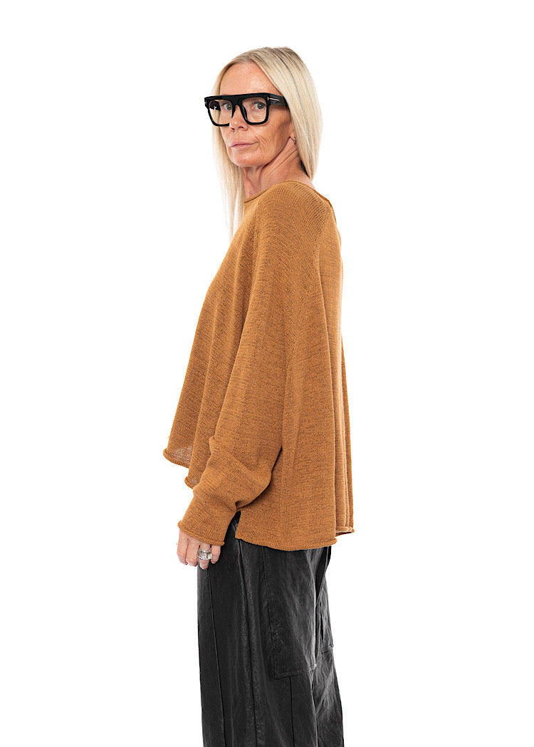 LINEN-BLEND KNITTED PULLOVER