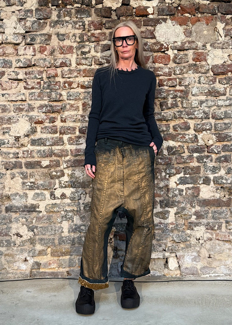 CL GOLD-PAINTED STRAIGHT-LEG DENIM TROUSER
