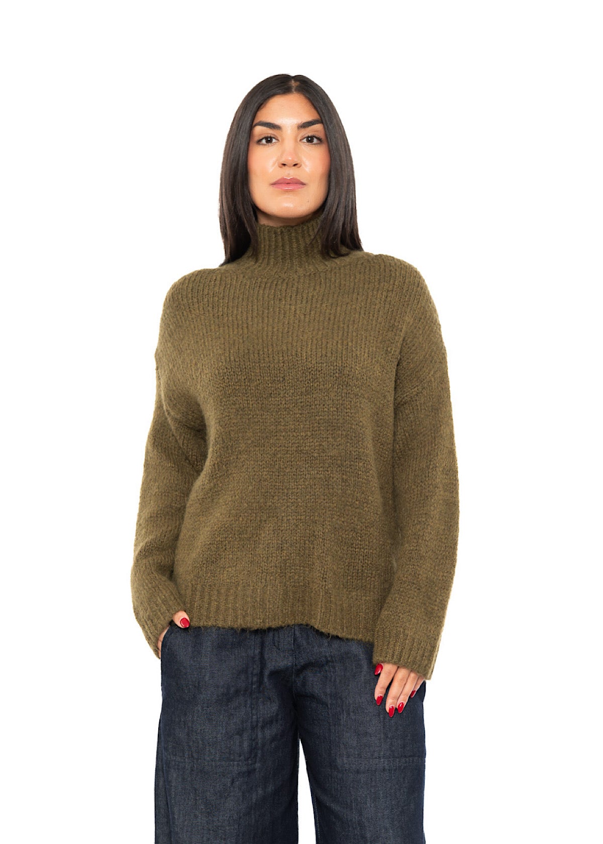 RELAXED HIGH NECKLINE PULLOVER