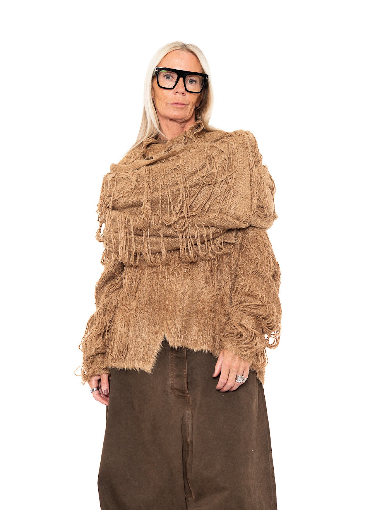LADDERED SILK KNIT SCARF