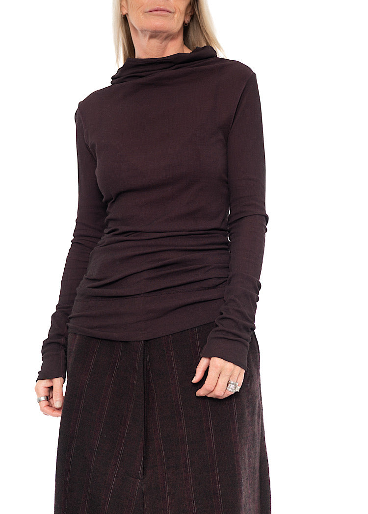 HIGH-NECK RIB JERSEY T-SHIRT
