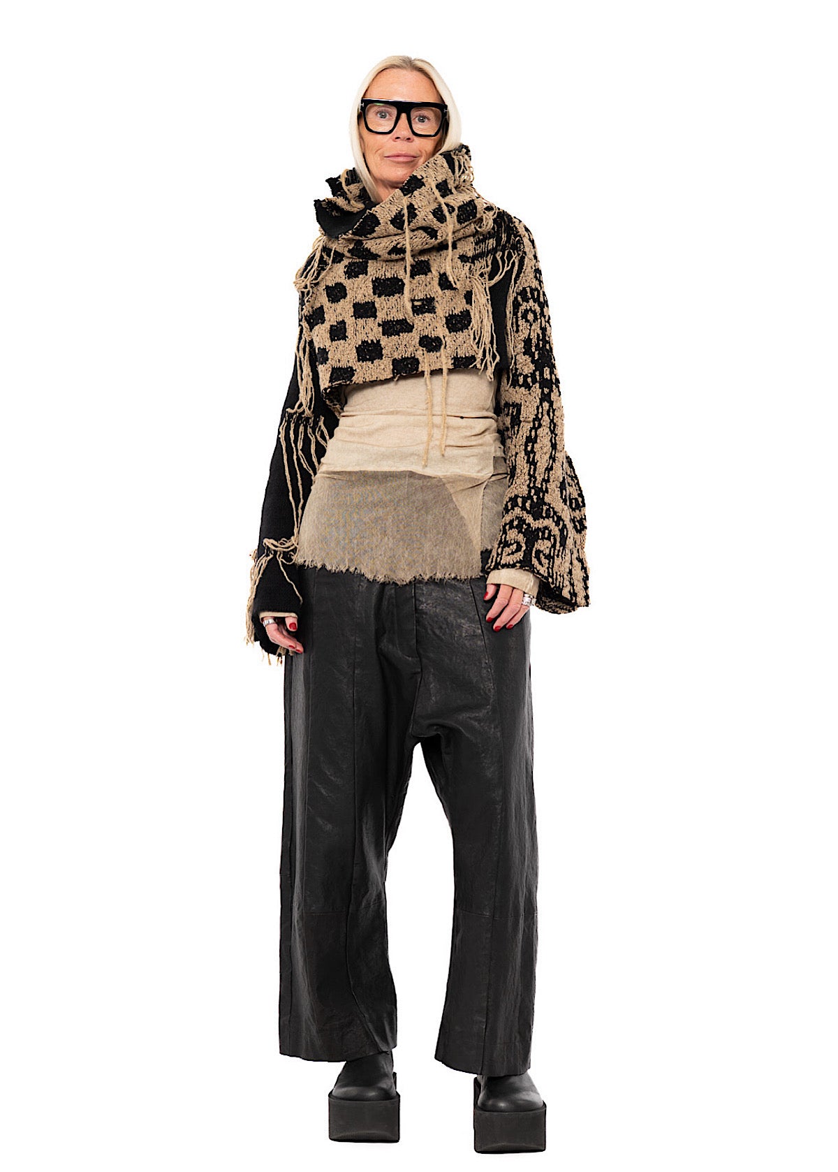 CROPPED TAPESTRY KNIT PULLOVER