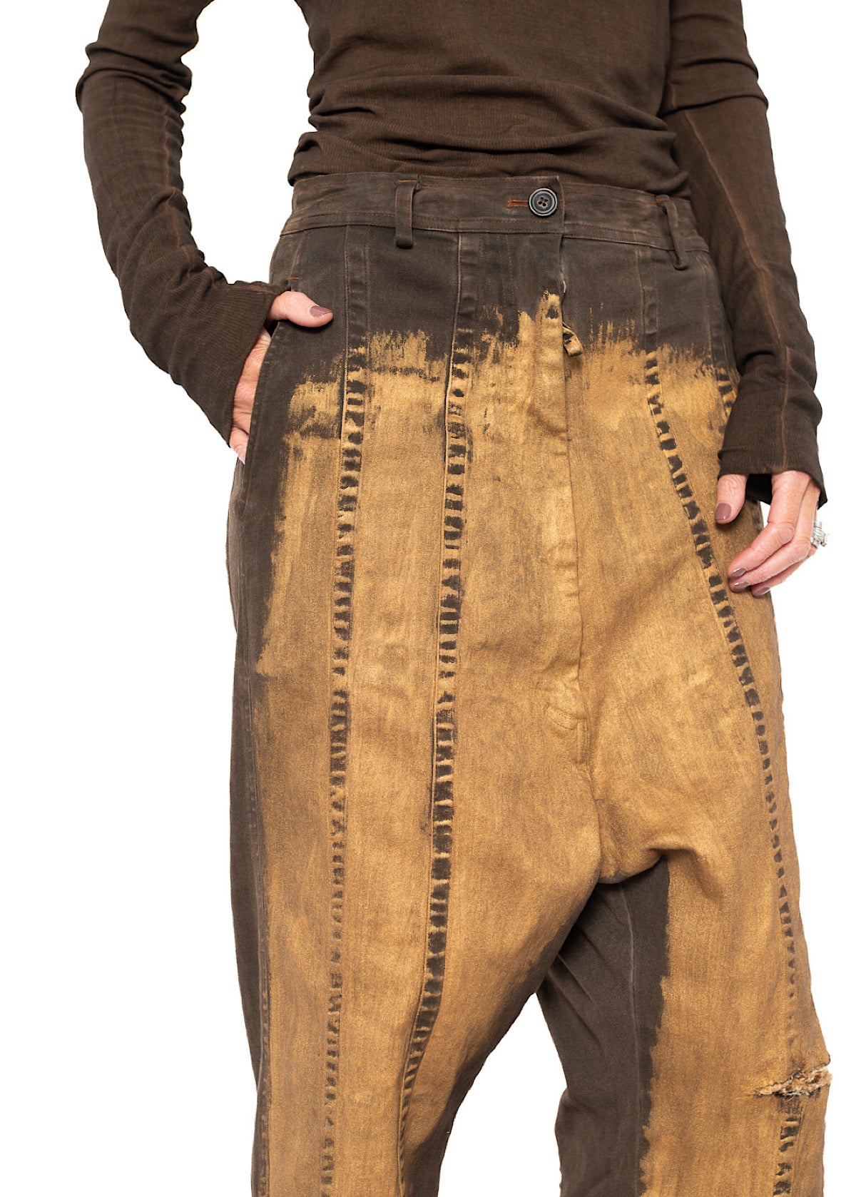HAND-PAINTED GOLD DENIM TROUSER