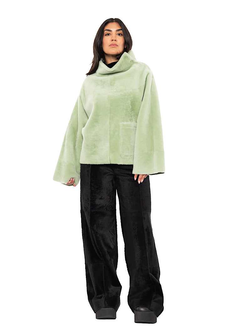REVERSIBLE FUR-FINISHED PULLOVER