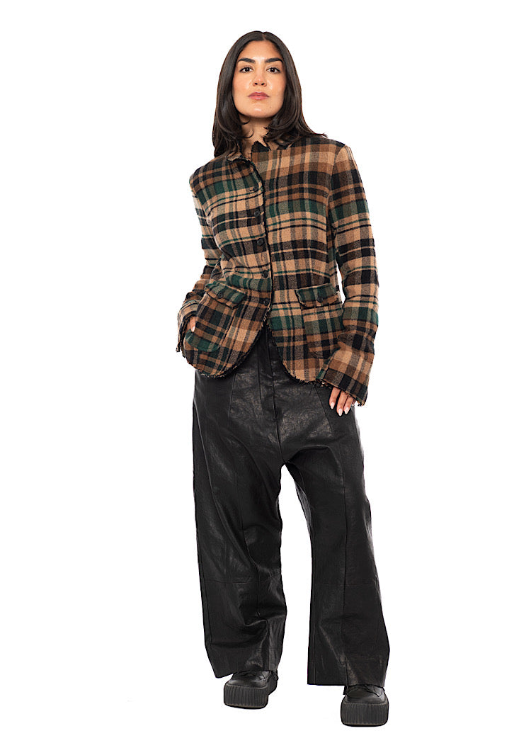 TEXTURED CHECK WOOL BLEND JACKET