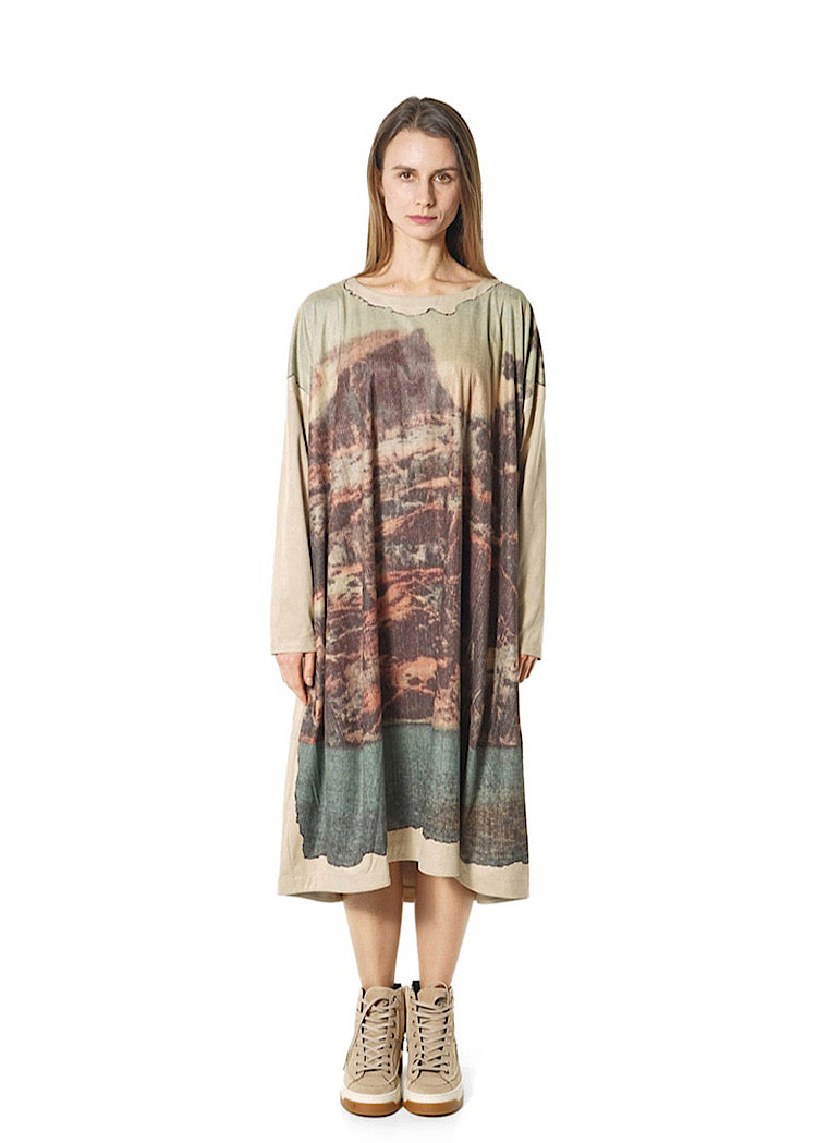 CL LANDSCAPE PRINT BALLOON DRESS