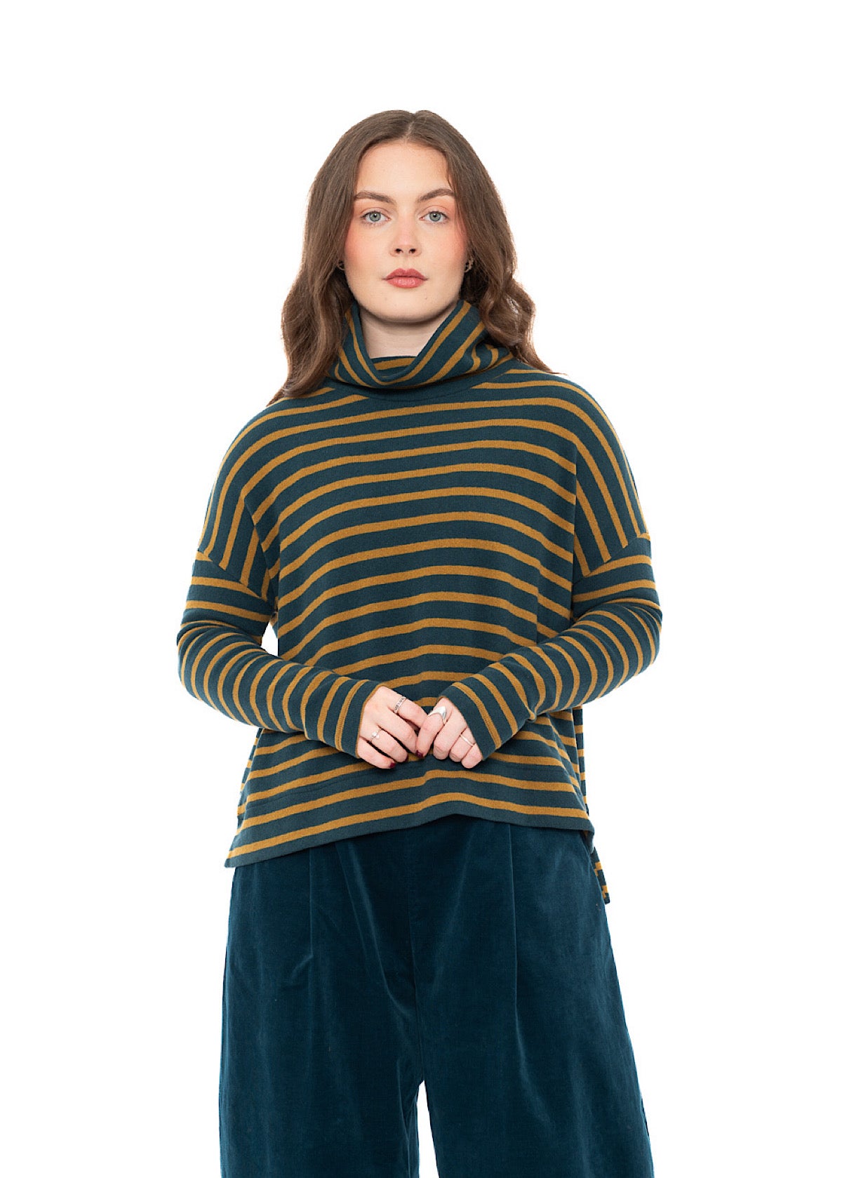 STRIPED COTTON-FLEECE MOYET PULLOVER