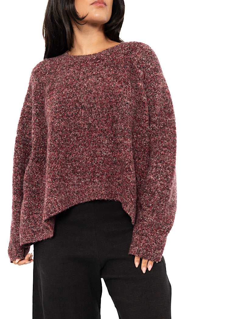 CROPPED MÉLANGE KNITTED PULLOVER