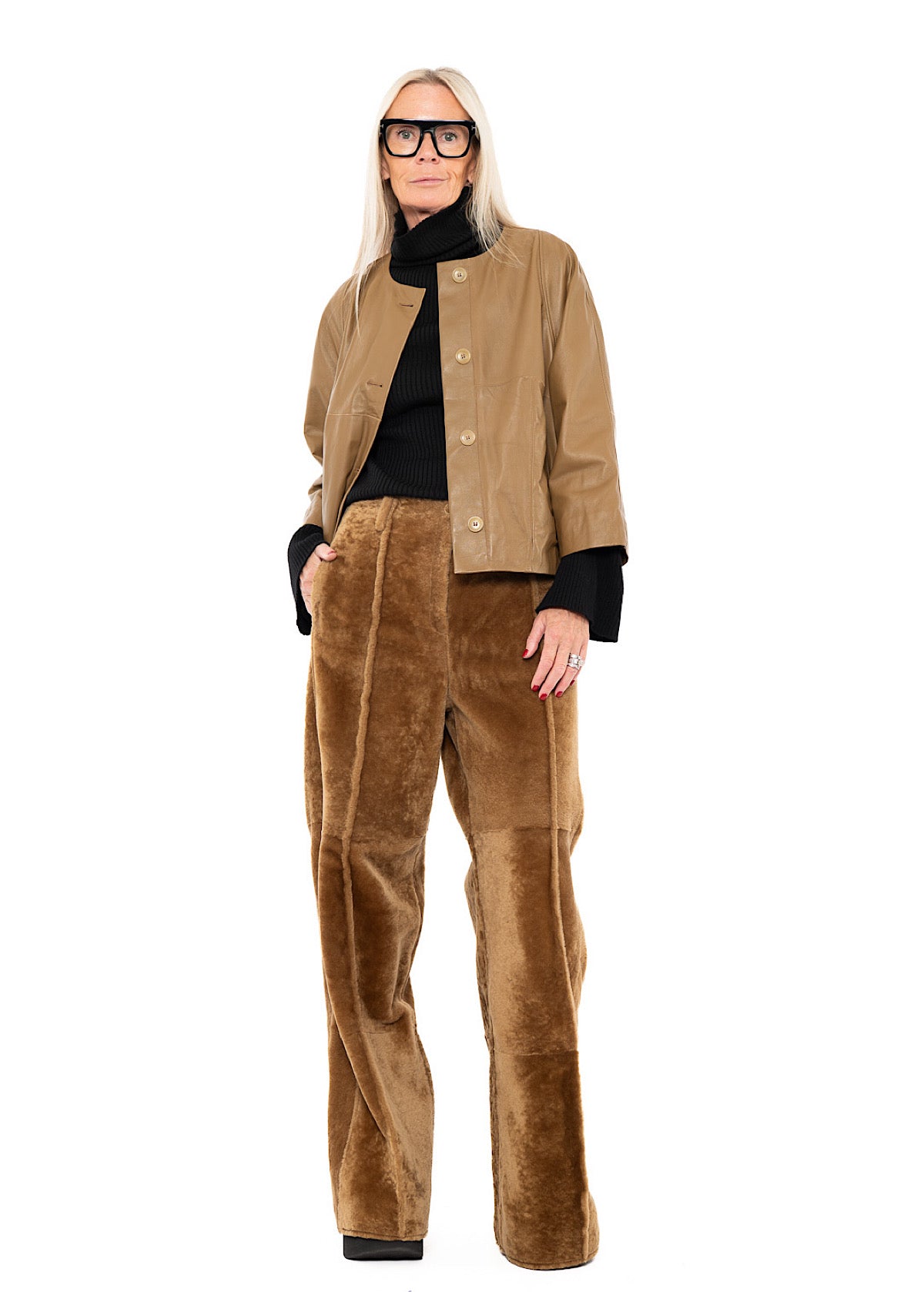 WIDE FUR LEATHER TROUSER