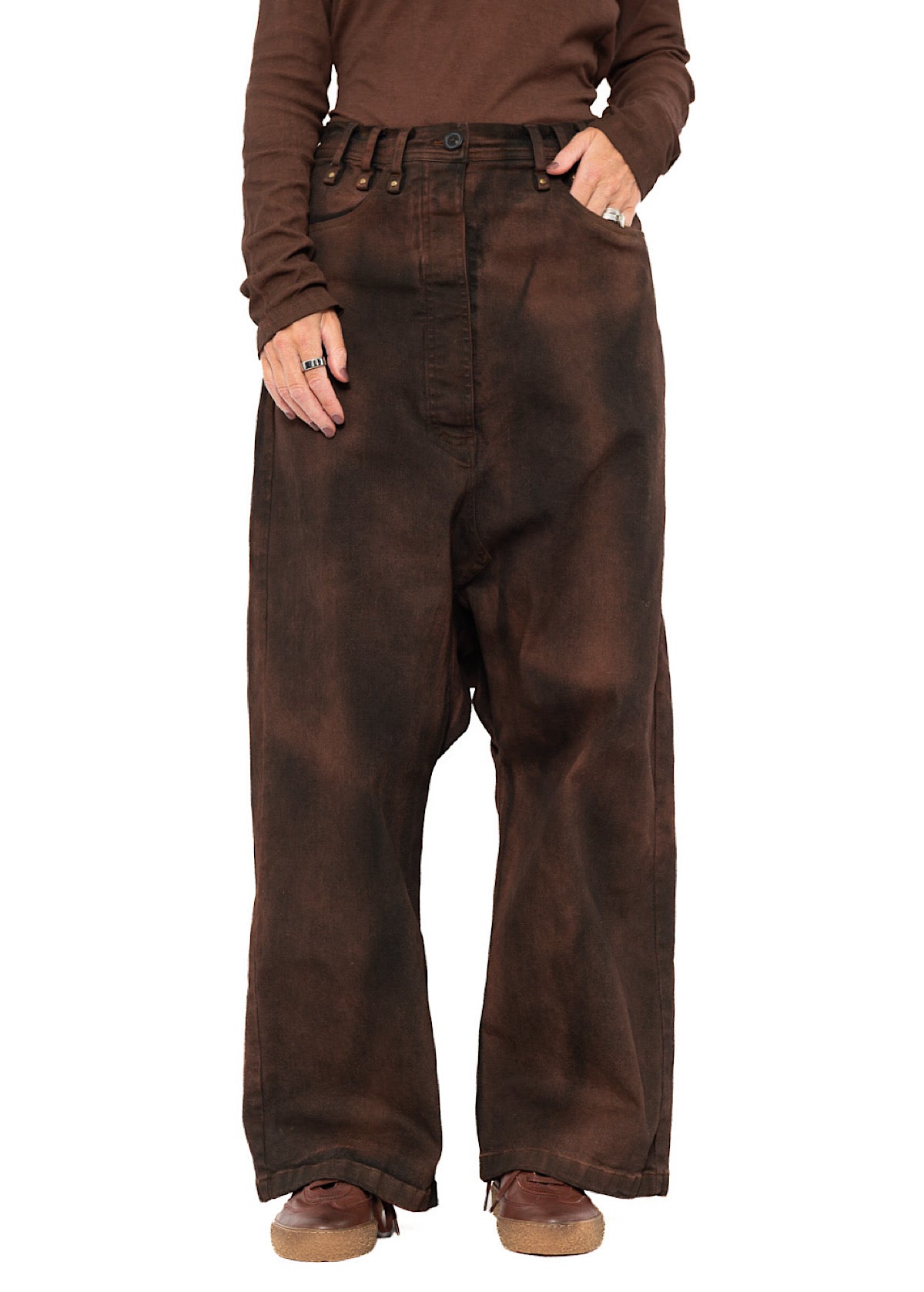 GARMENT-DYED WIDE-LEG DENIM TROUSER