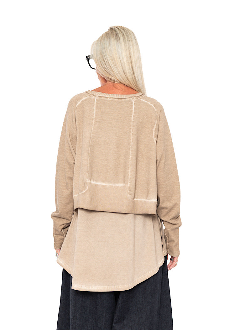 CROPPED LENGTH DISTRESSED PULLOVER