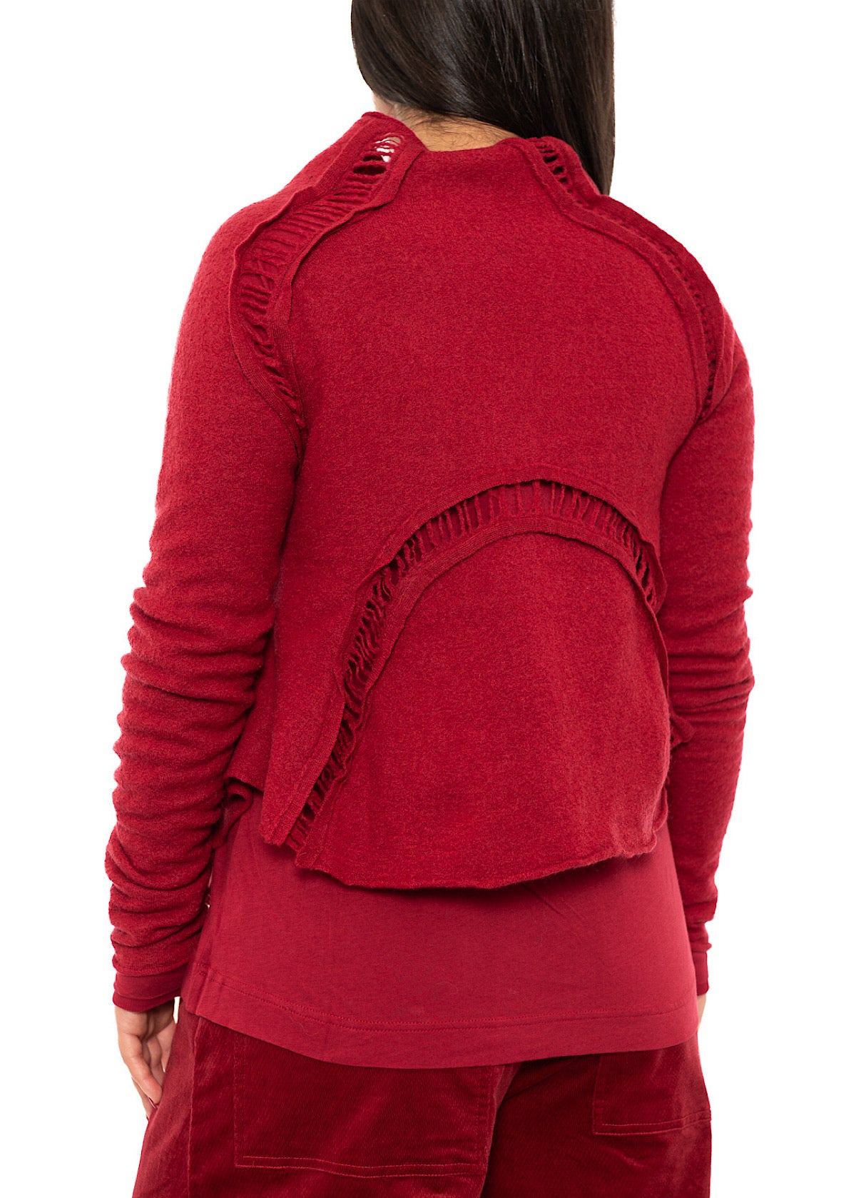CROPPED BOILED WOOL CARDIGAN