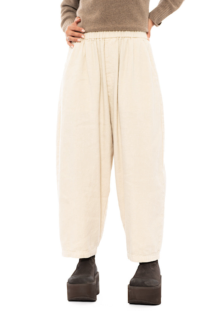 BRUSHED COTTON-LINEN BALLOON TROUSER