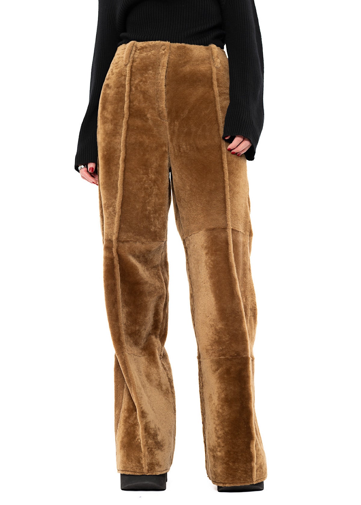 WIDE FUR LEATHER TROUSER