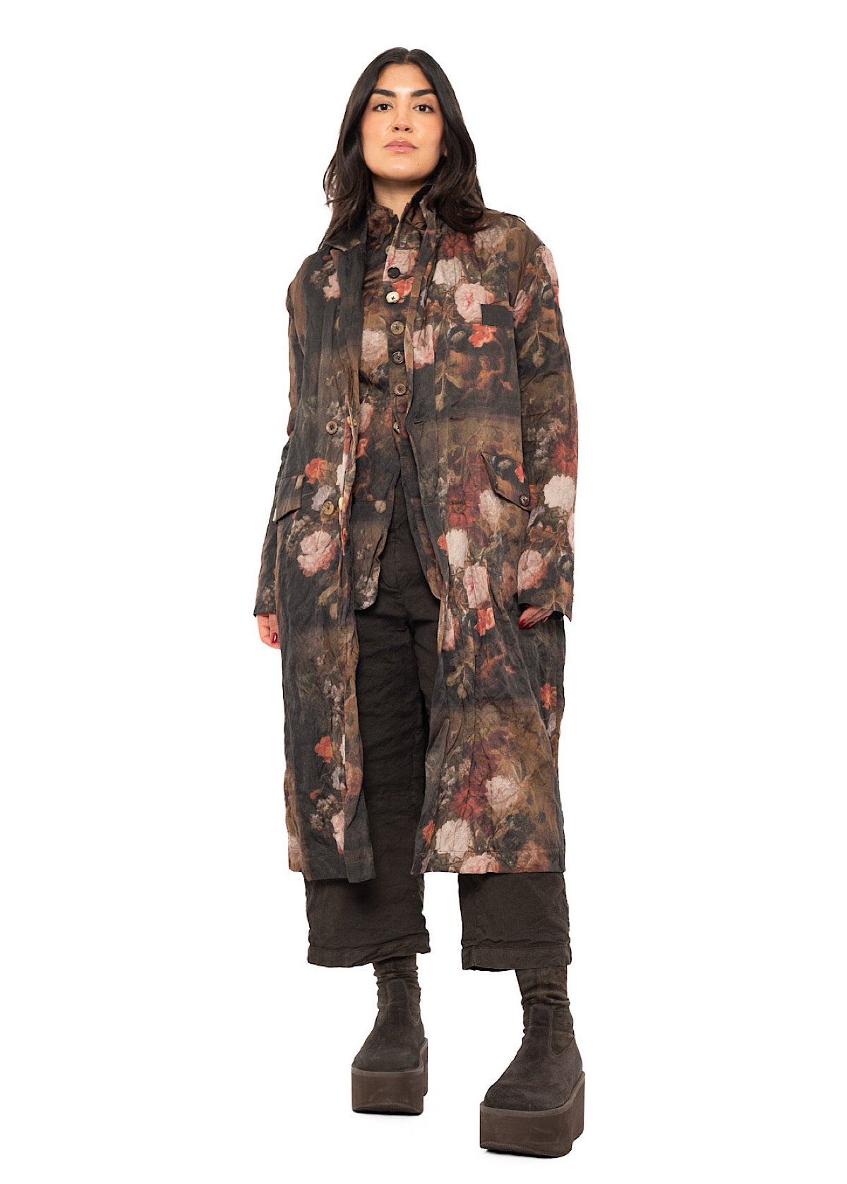 FLORAL PRINT OVERSIZED COAT