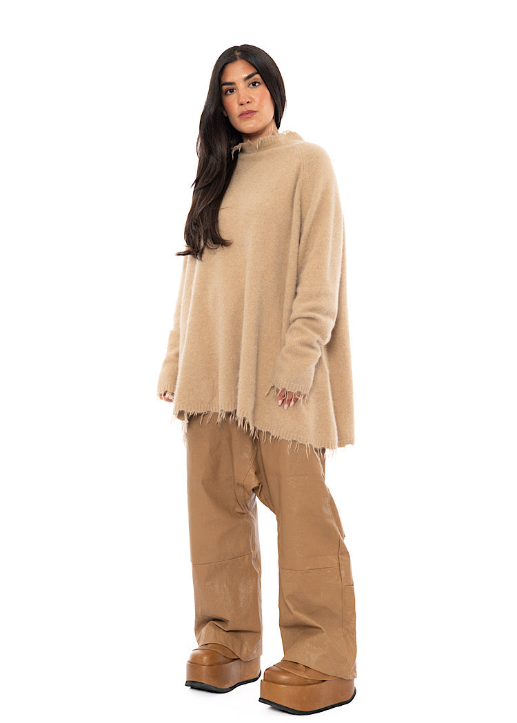 OVERSIZED FOX WOOL SILK KNITTED TUNIC