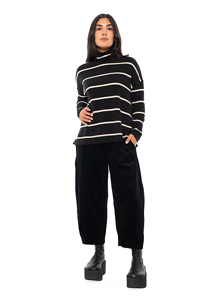 STRIPED COTTON-FLEECE JADE PULLOVER