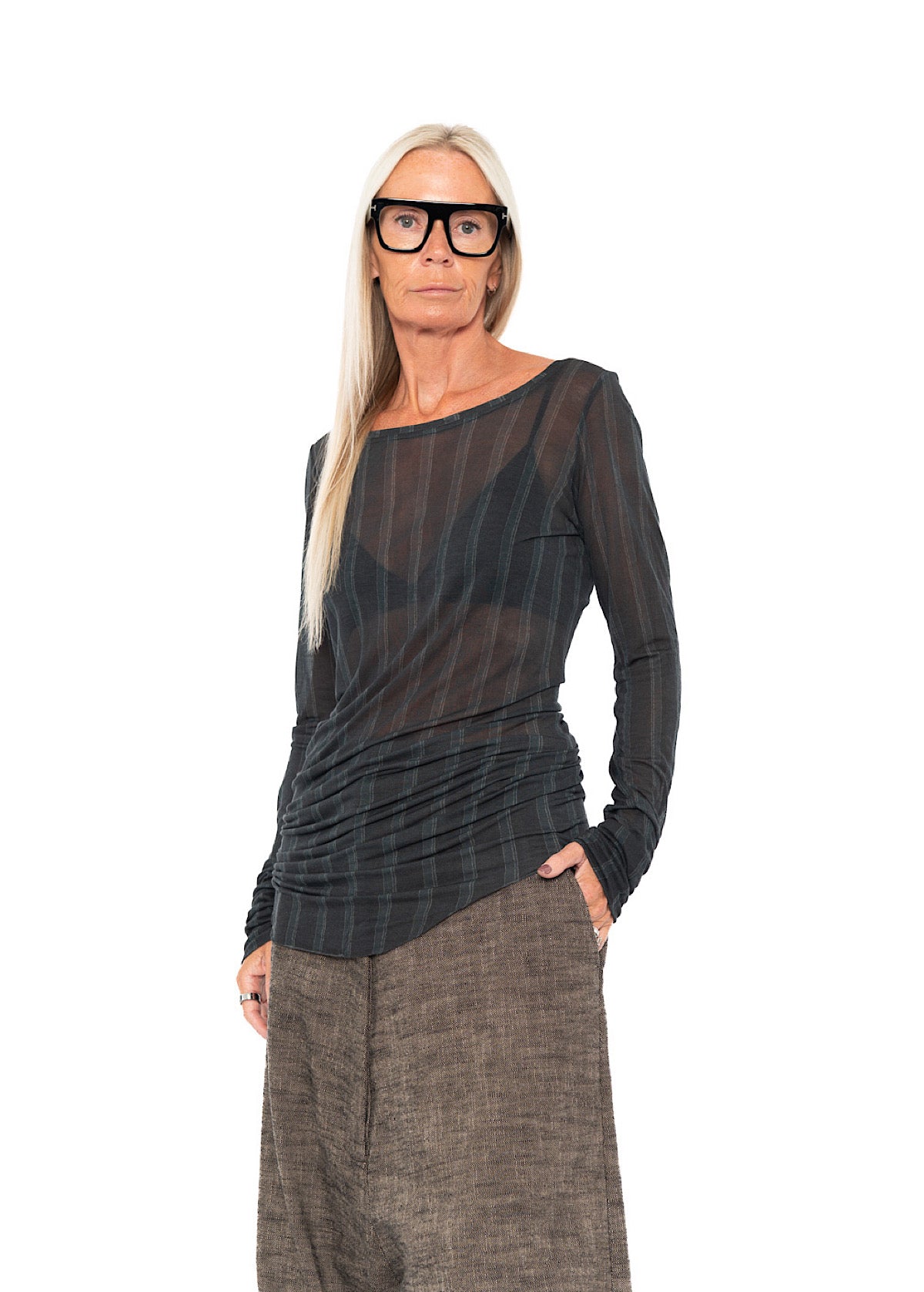 PINSTRIPE LAYERING T-SHIRT