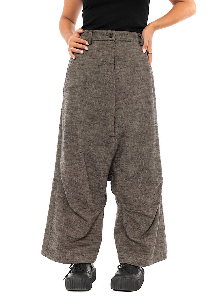 PINSTRIPE DROP CROTCH WOOL TROUSER
