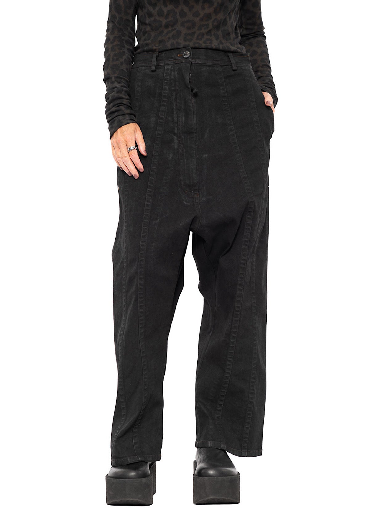 STRAIGHT-LEG DROP-CROTCH DENIM TROUSER