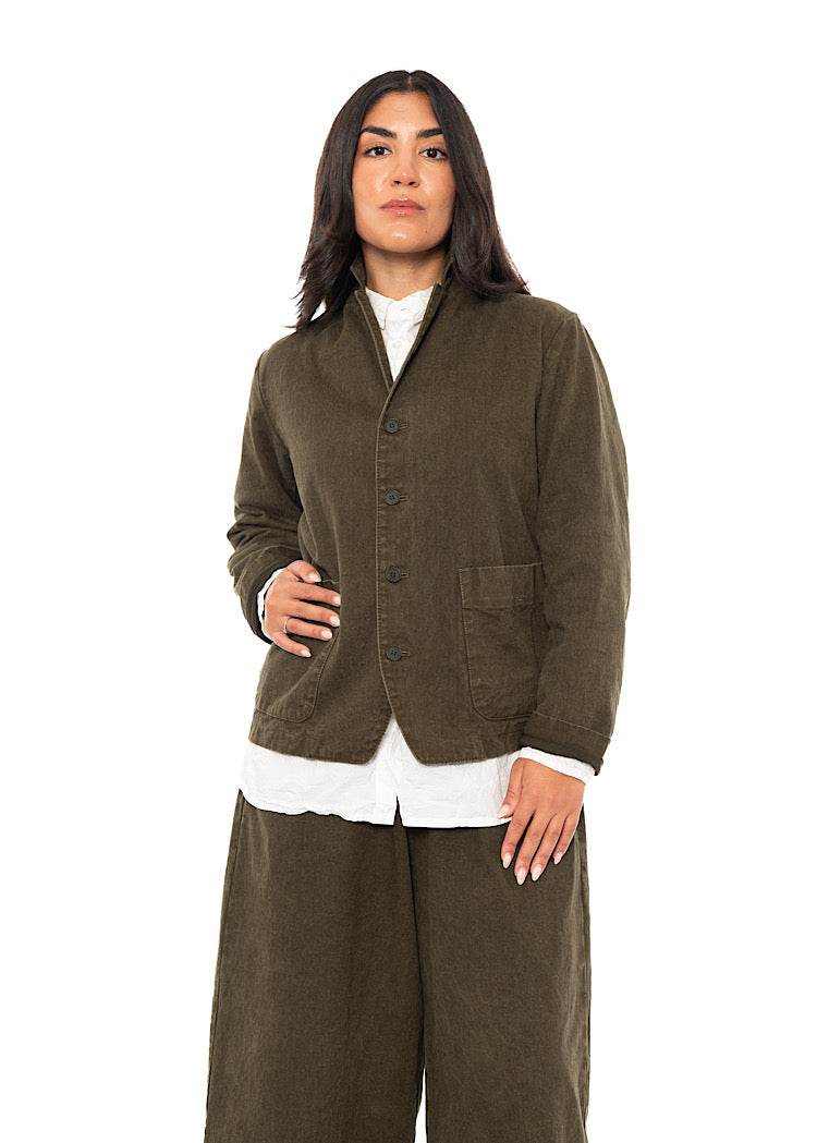GARMENT-DYED COTTON-LINEN JACKET