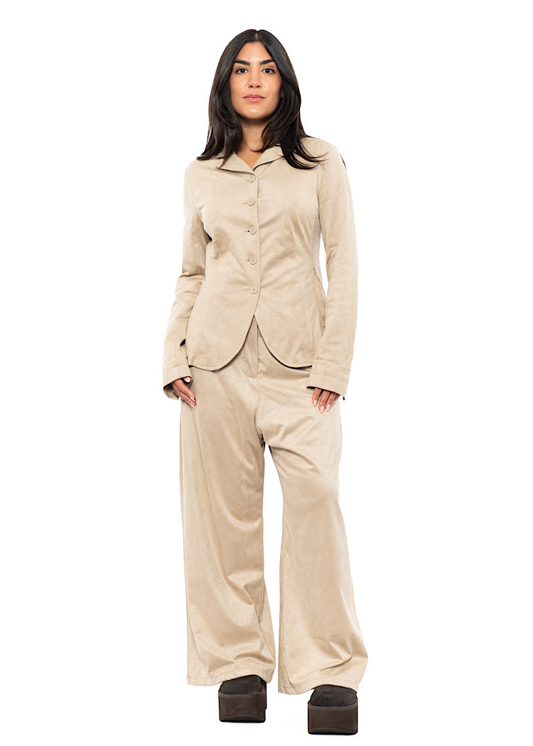 FAUX SUEDE WIDE LEG TROUSER