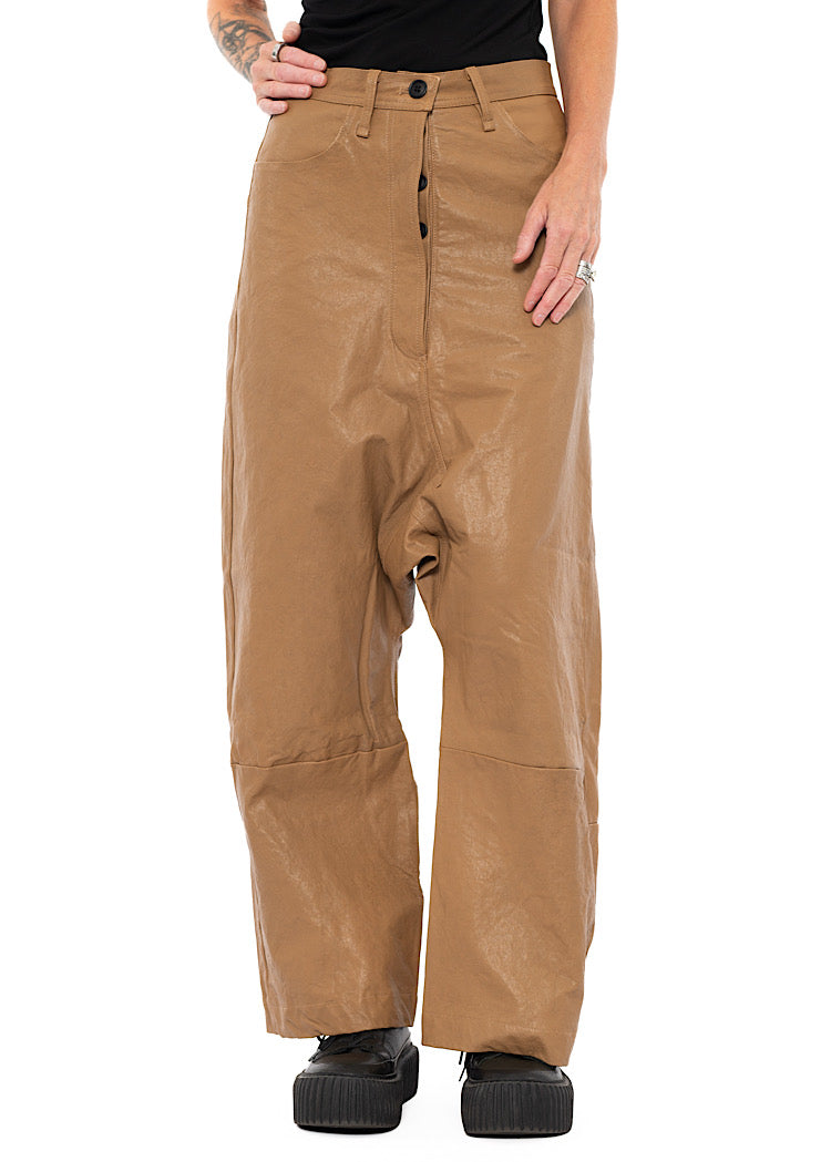 LEATHER DROP-CROTCH TROUSER