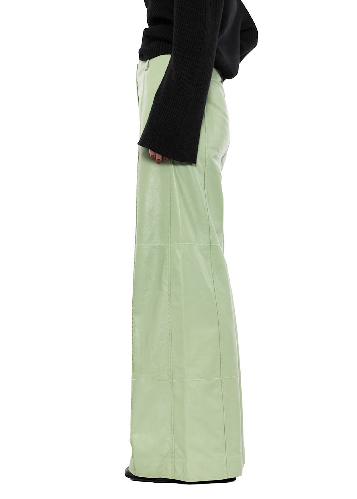 SIGNATURE WIDE LEG LEATHER TROUSER