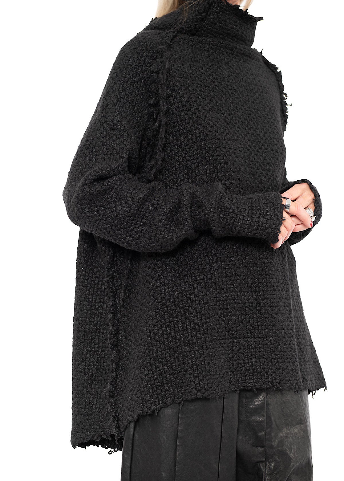 TEXTURED SILK KNIT PULLOVER