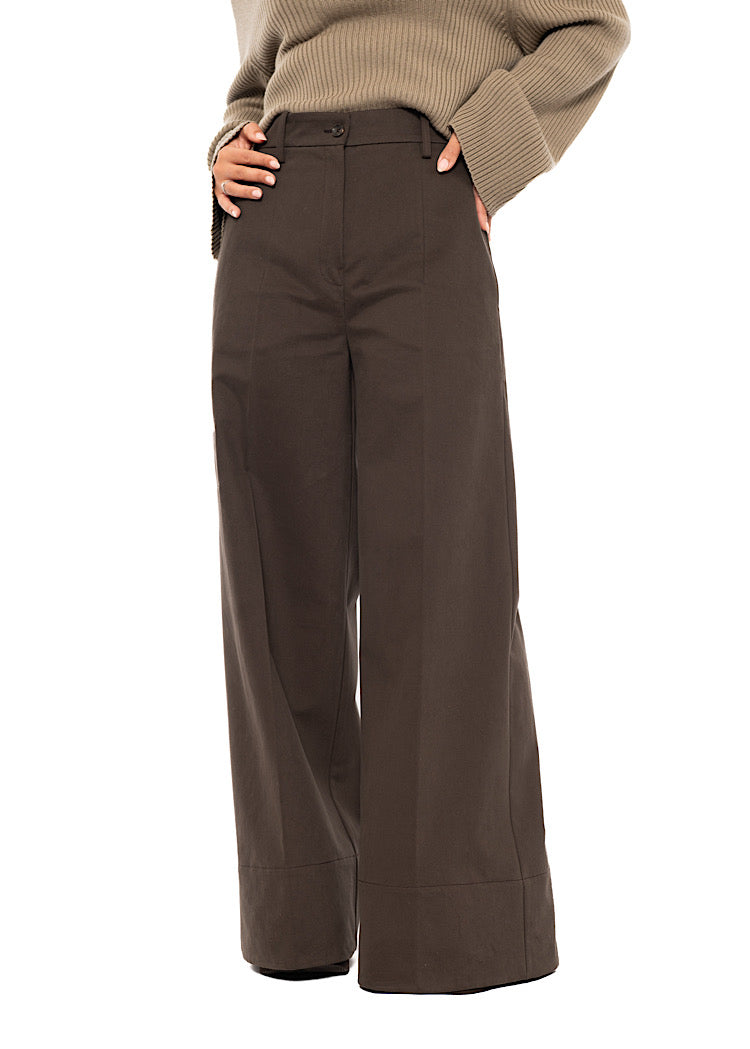 WIDE-LEG COTTON WOOL TROUSER