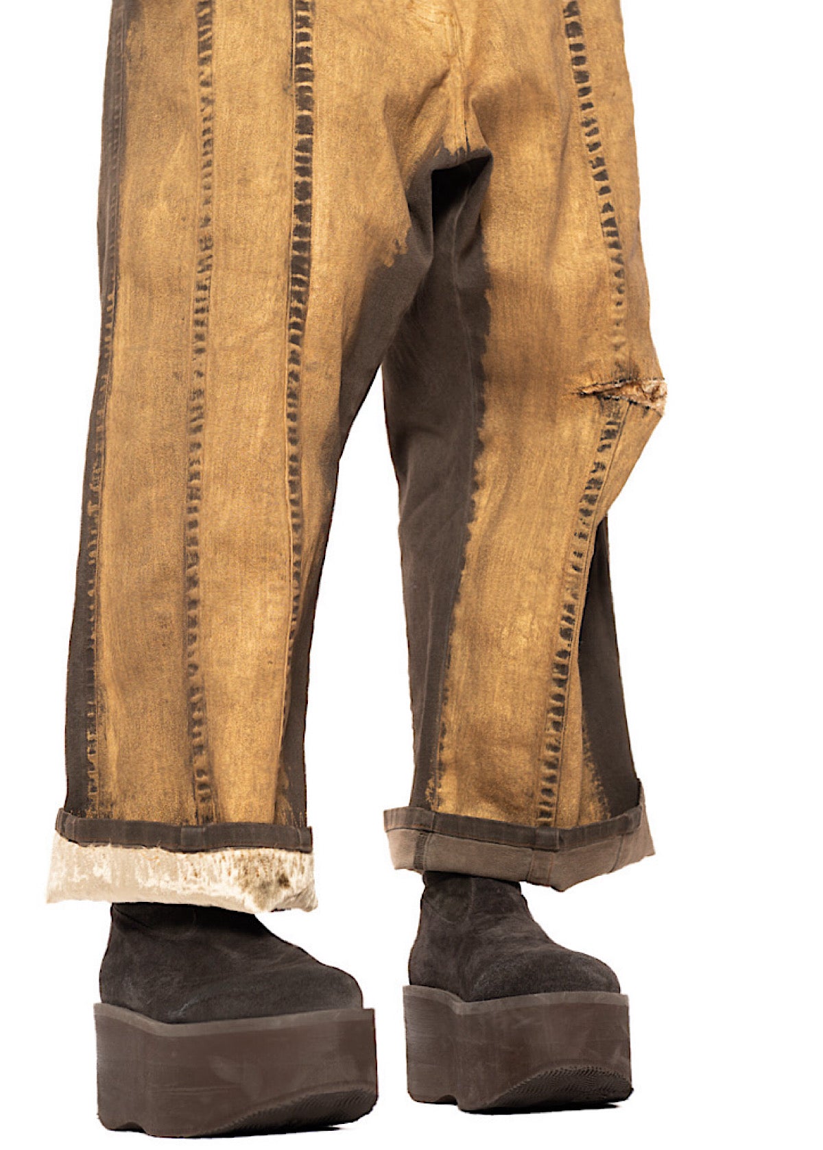 HAND-PAINTED GOLD DENIM TROUSER