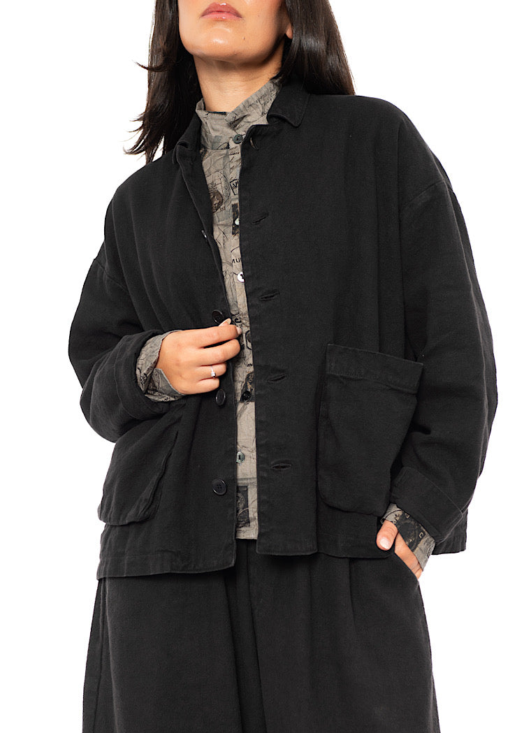 LINEN-COTTON UTILITY JACKET