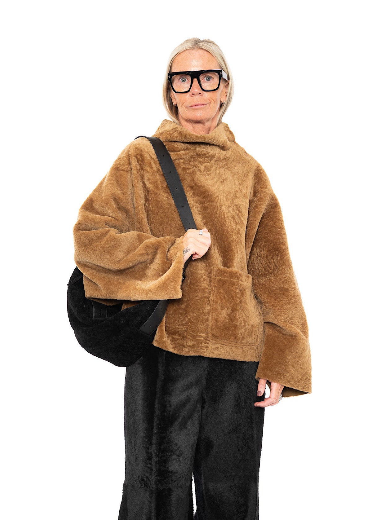 CROSSBODY FUR-FINISHED LEATHER BAG