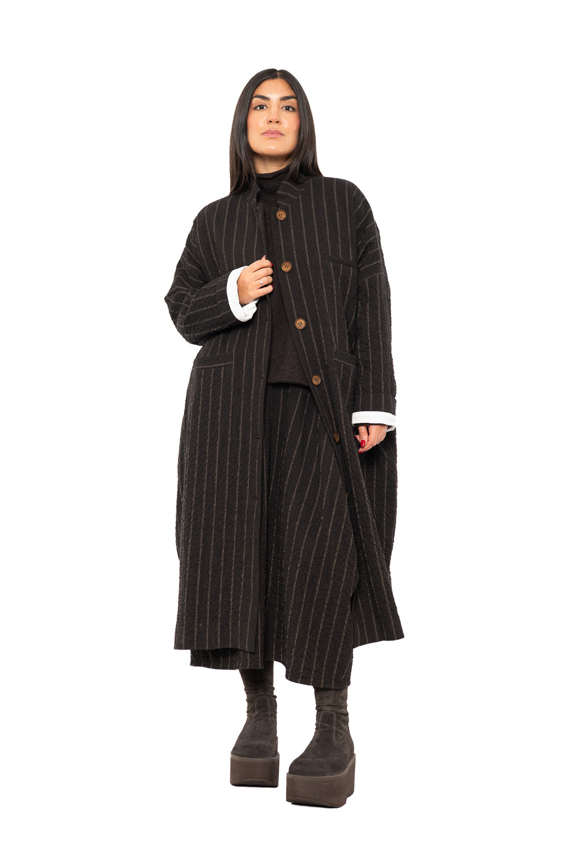 STRIPED WOOL BLEND ISA COAT